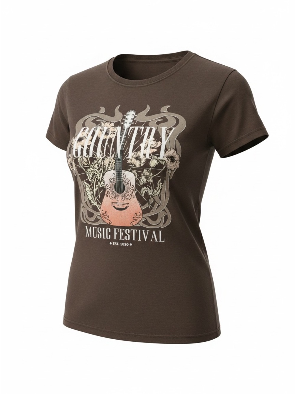 Country Music Festival Short Sleeve Tee - Brown/ Pink Size 1X Guitar. Weekend